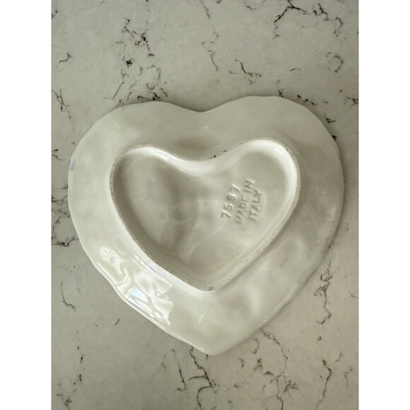 Vtg Blue HEART SHAPED Trinket Plate Dish  MADE ITALY Valentines Cottagecore - Picture 5 of 5